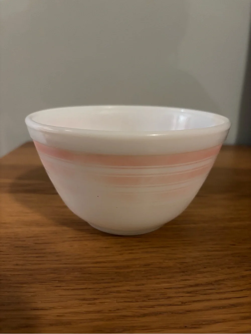 Pyrex white milk glass mixing bowl 401 pink rainbow stripes vintage small 1.5